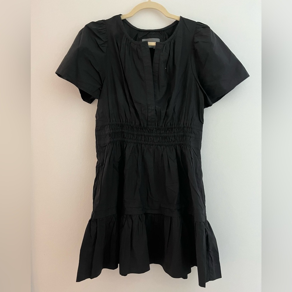 Anthropologie Black Mini Dress with Smocked Waist